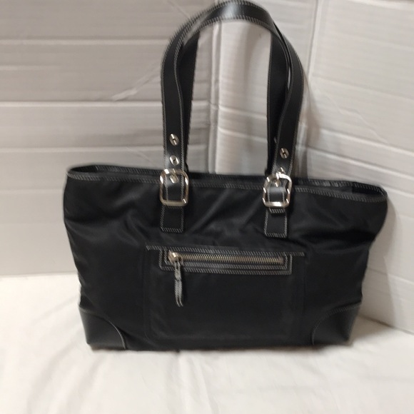 Coach nylon satchel with leather trim and adjustable straps - Picture 1 of 10
